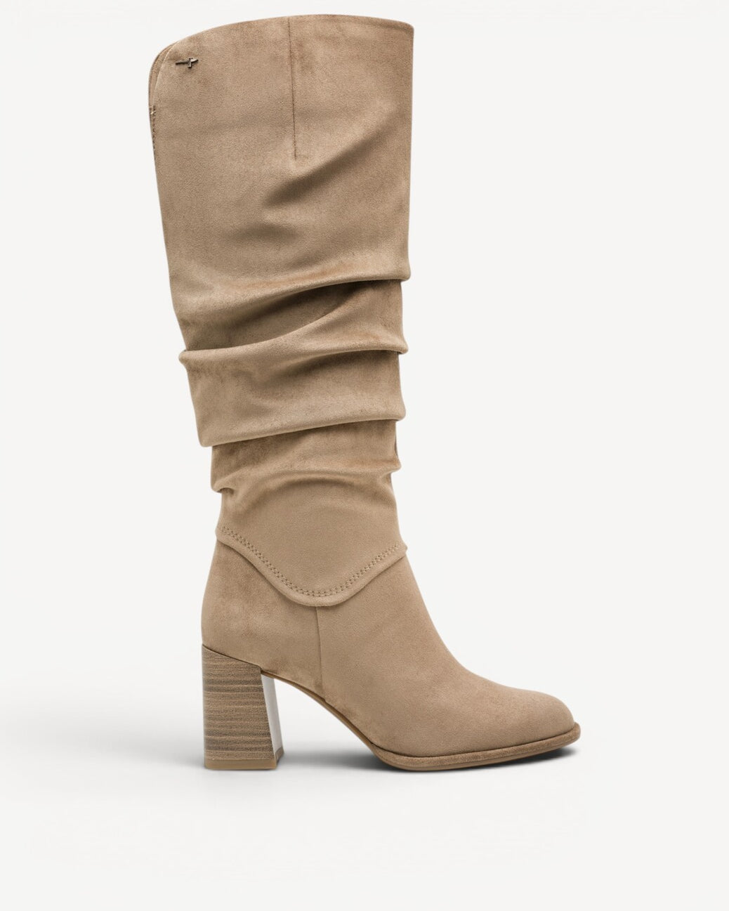 DAMESLAARS LANG/HALFHOOG-Beige suède/nubuck