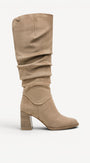 DAMESLAARS LANG/HALFHOOG-Beige suède/nubuck