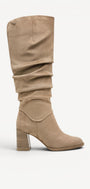 DAMESLAARS LANG/HALFHOOG-Beige suède/nubuck