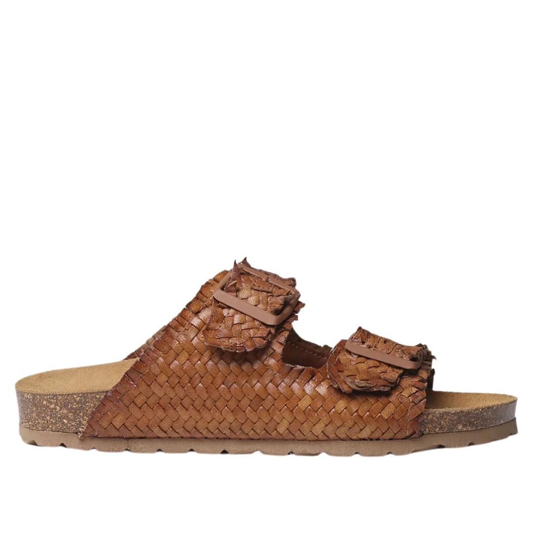 DAMES OPEN SCHOENEN-Bruin leer