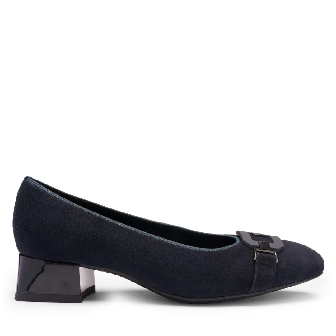 BALLERINAS + PUMPS-Blauw suède/nubuck