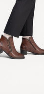 DAMES BOOTS+KORT LAARS-Bruin leer