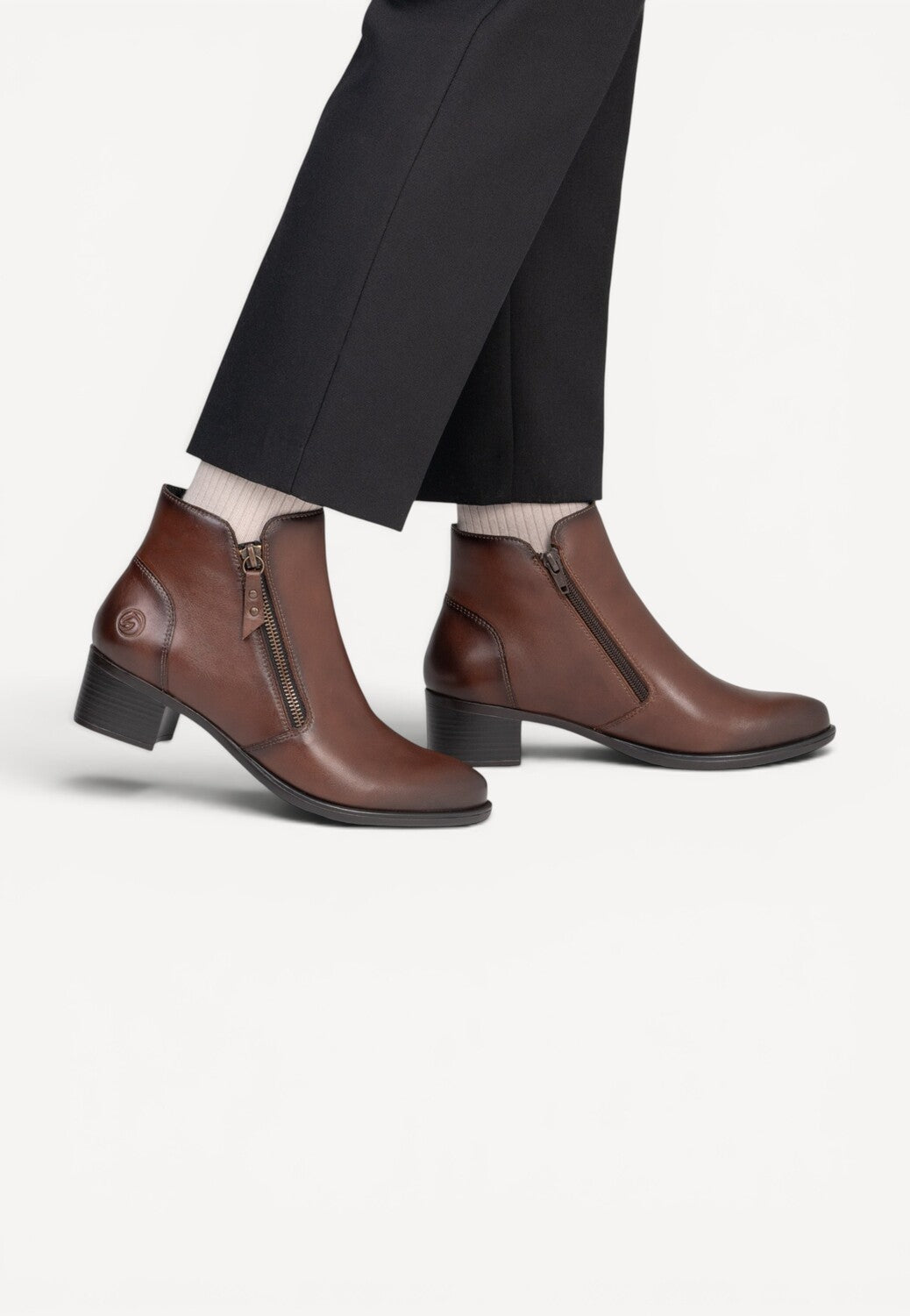 DAMES BOOTS+KORT LAARS-Bruin leer