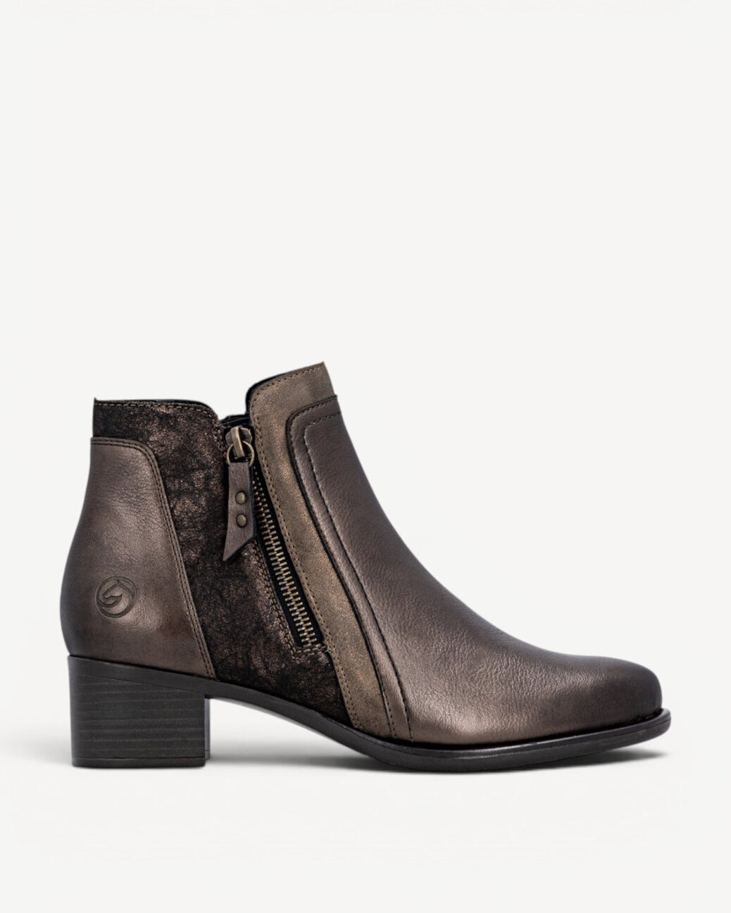 DAMES BOOTS+KORT LAARS-Brons leer