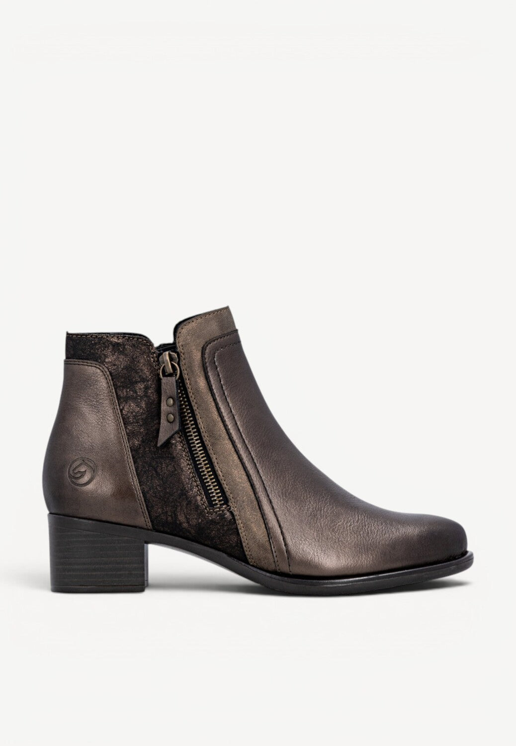 DAMES BOOTS+KORT LAARS-Brons leer