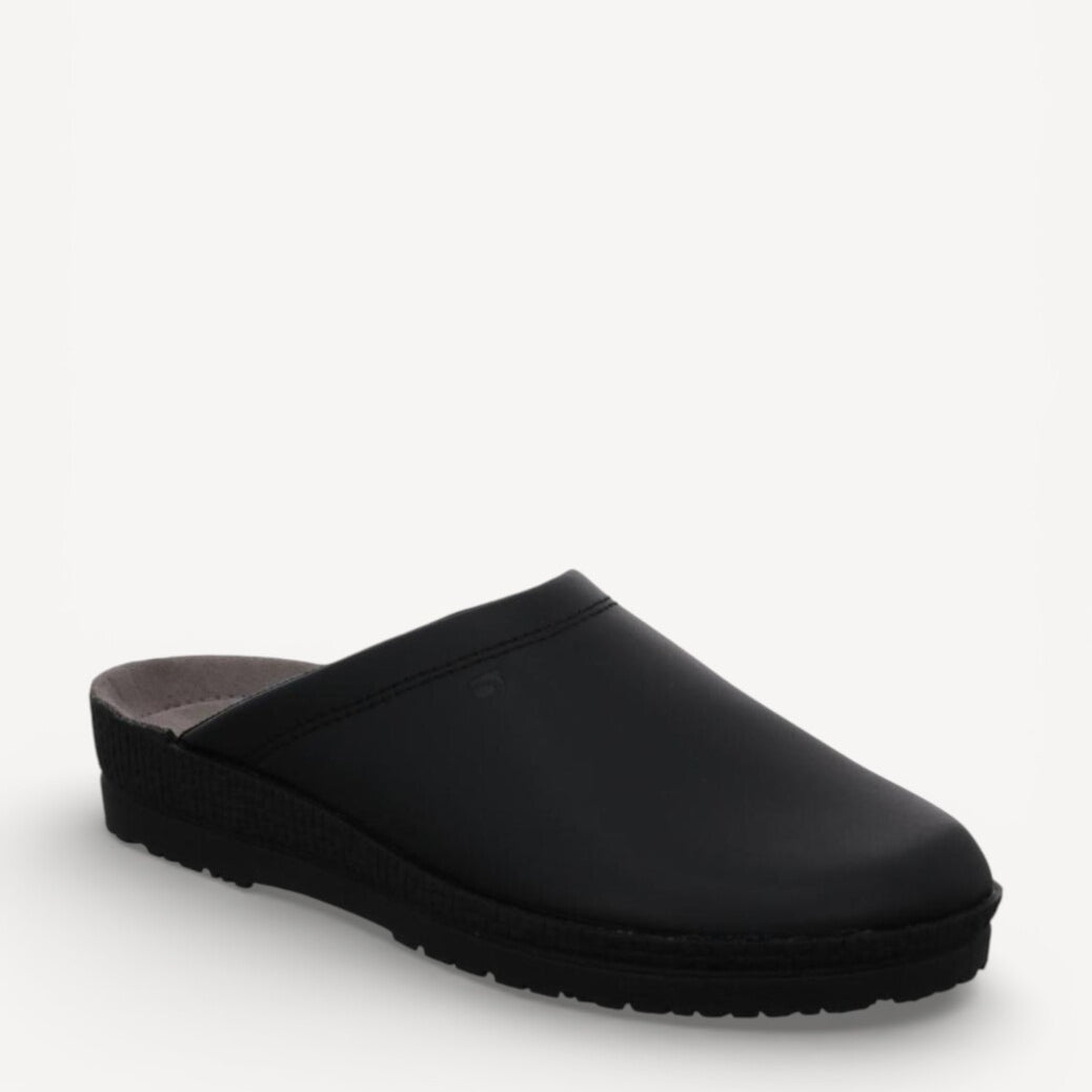 Heren muil pantoffels-Zwart leer