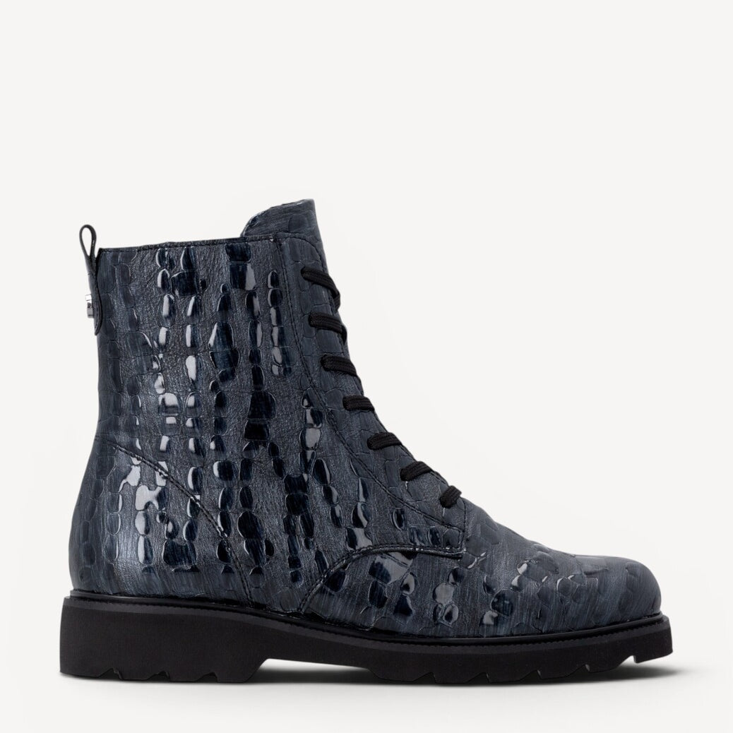 DAMES BOOTS+KORT LAARS-Blauw leer