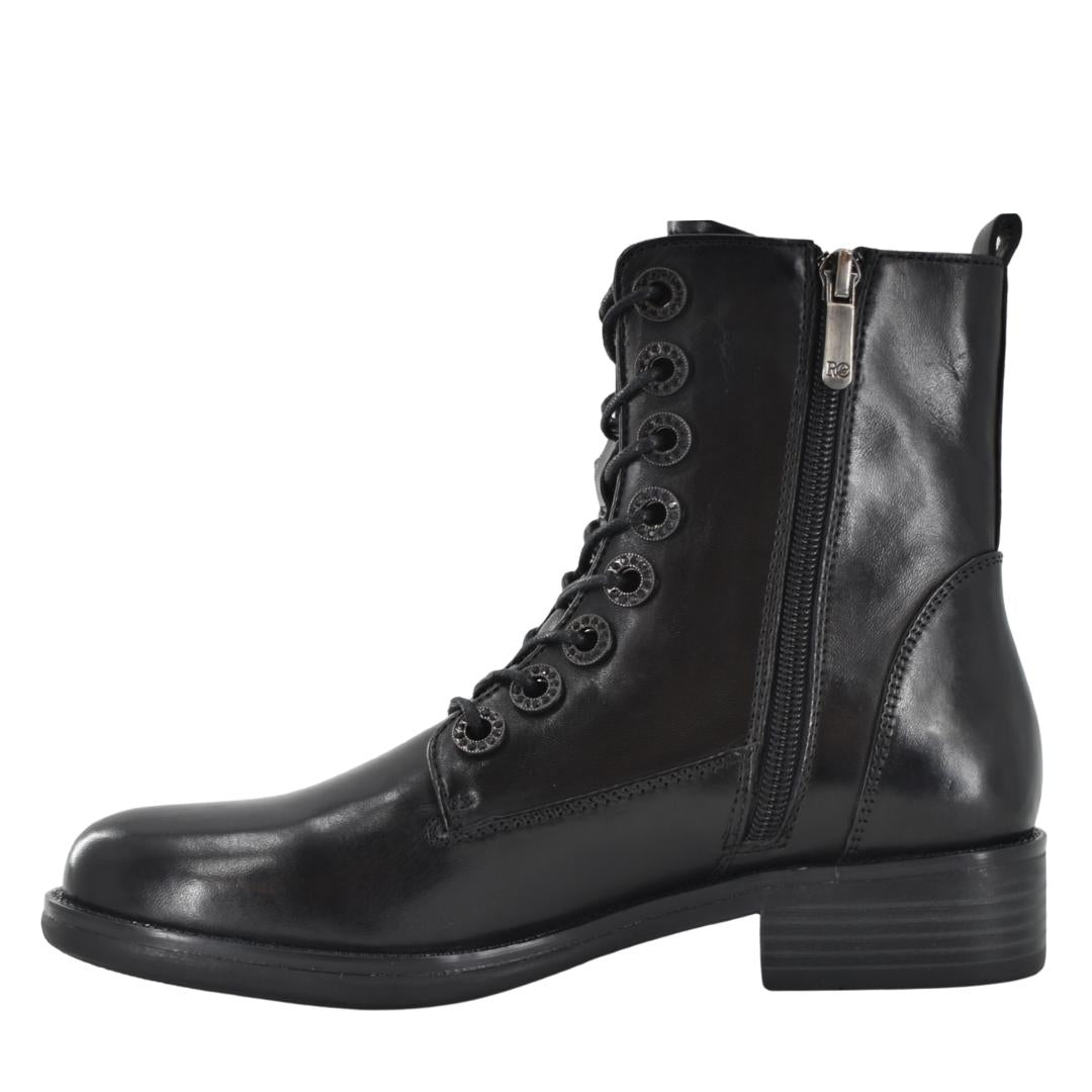 DAMES BOOTS+KORT LAARS-Zwart leer