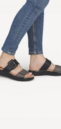 DAMES OPEN SCHOENEN-Zwart leer