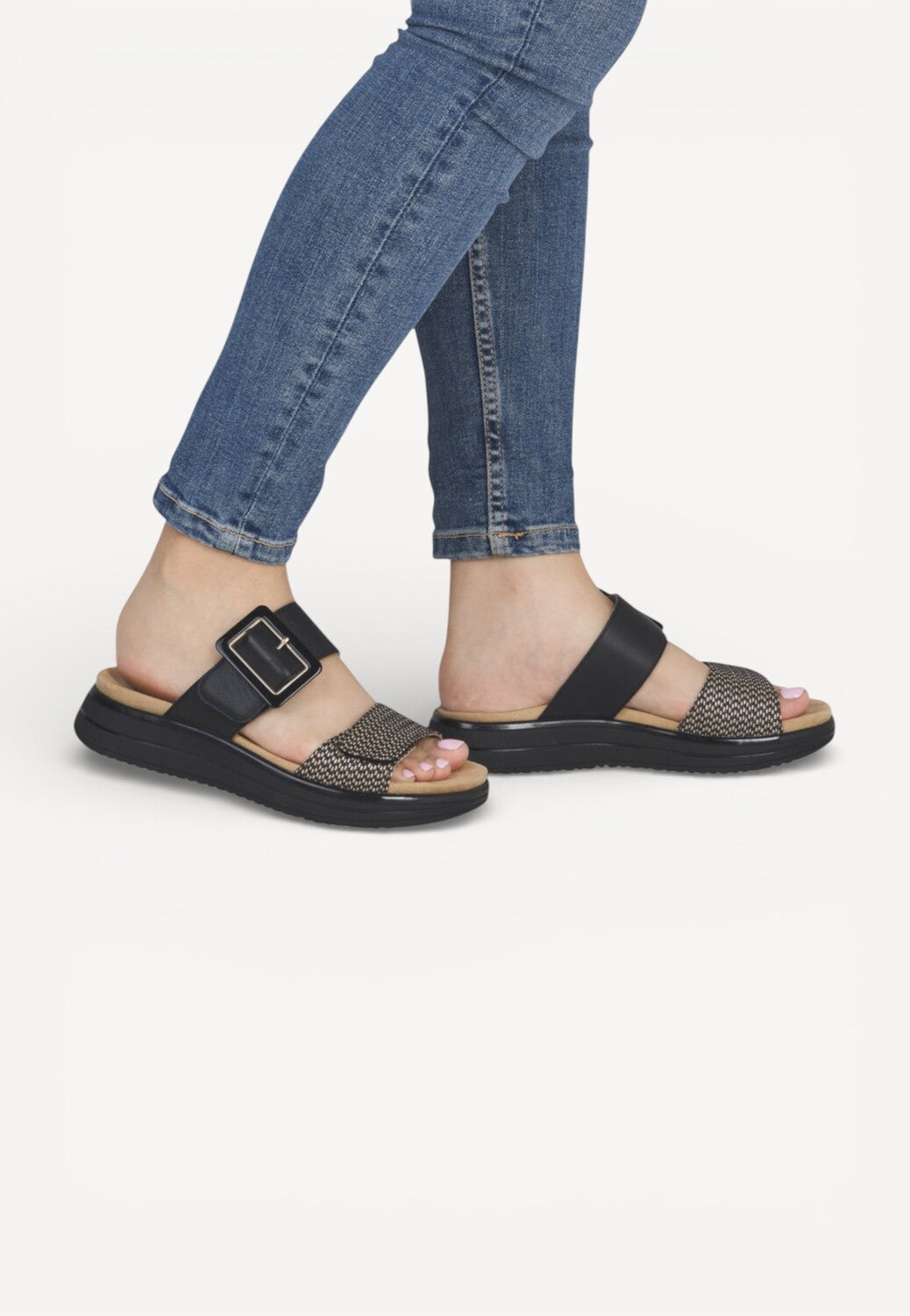 DAMES OPEN SCHOENEN-Zwart leer