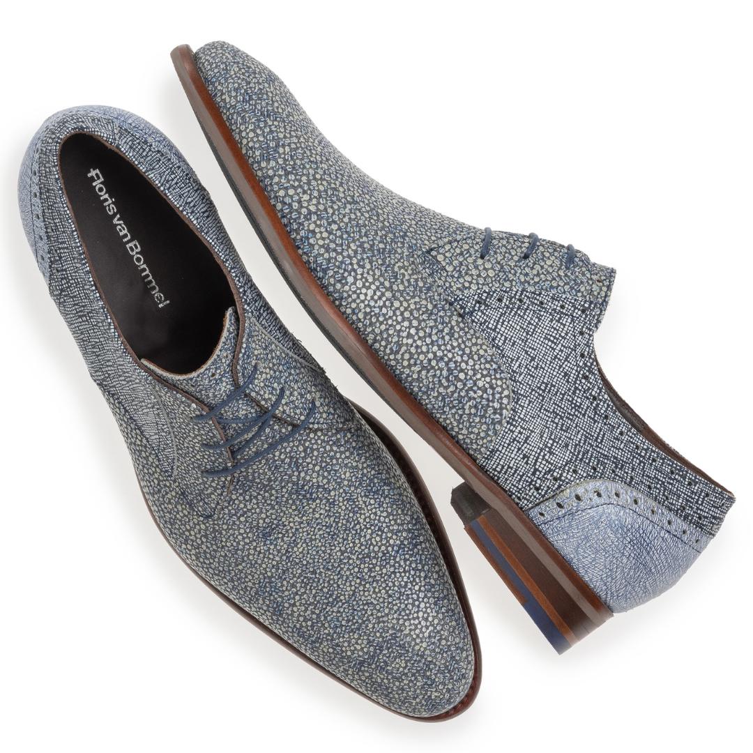 Heren veterschoenen-Blauw combi kleur