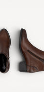 DAMES BOOTS+KORT LAARS-Bruin leer