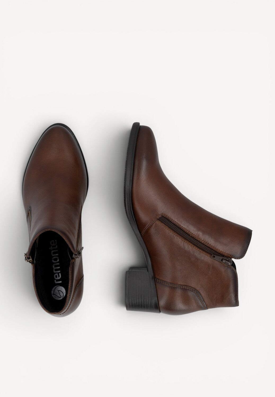 DAMES BOOTS+KORT LAARS-Bruin leer