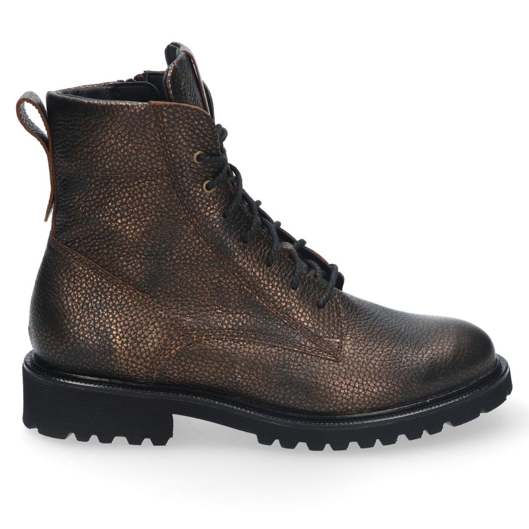 DAMES BOOTS+KORT LAARS-Brons leer