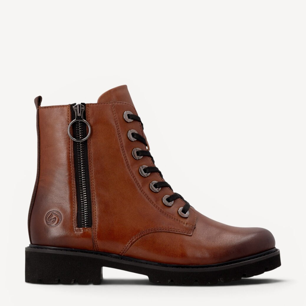 DAMES BOOTS+KORT LAARS-Bruin leer