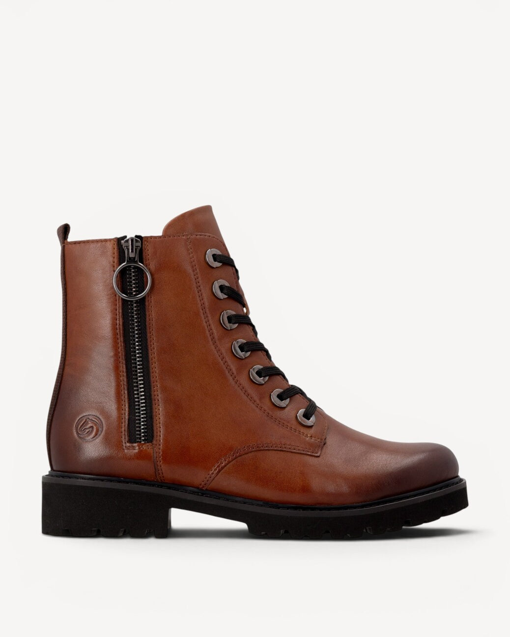 DAMES BOOTS+KORT LAARS-Bruin leer