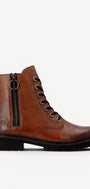 DAMES BOOTS+KORT LAARS-Bruin leer