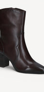 DAMES BOOTS+KORT LAARS-Bruin leer