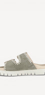 DAMES OPEN SCHOENEN-Groen suède/nubuck