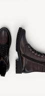 DAMES BOOTS+KORT LAARS-Bruin leer