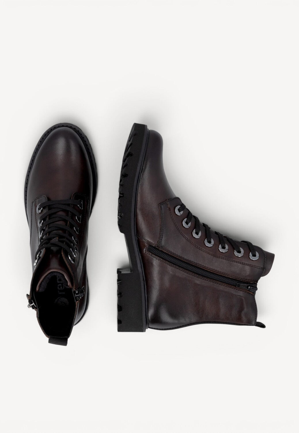 DAMES BOOTS+KORT LAARS-Bruin leer
