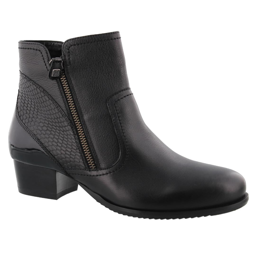 DAMES BOOTS+KORT LAARS-Zwart leer