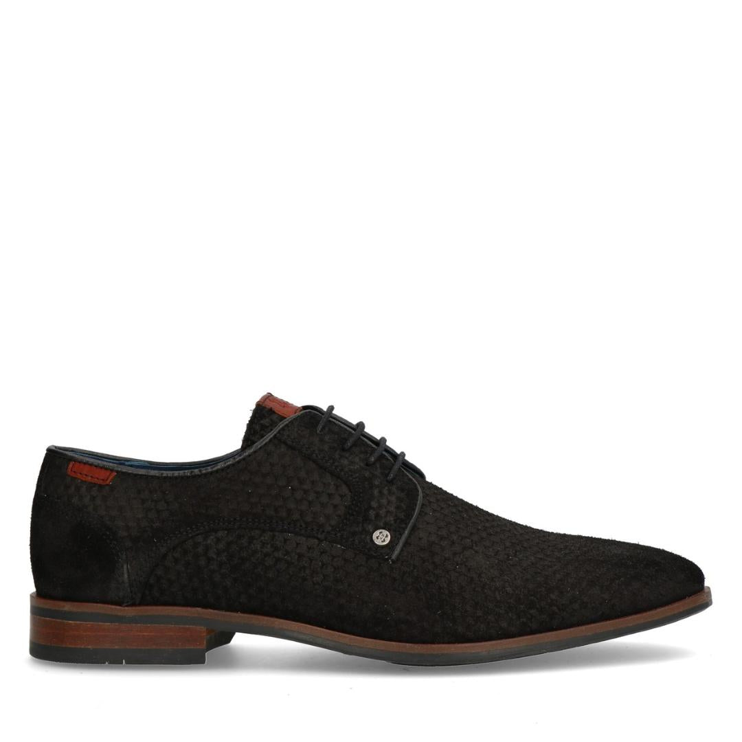 Heren veterschoenen-Zwart suède
