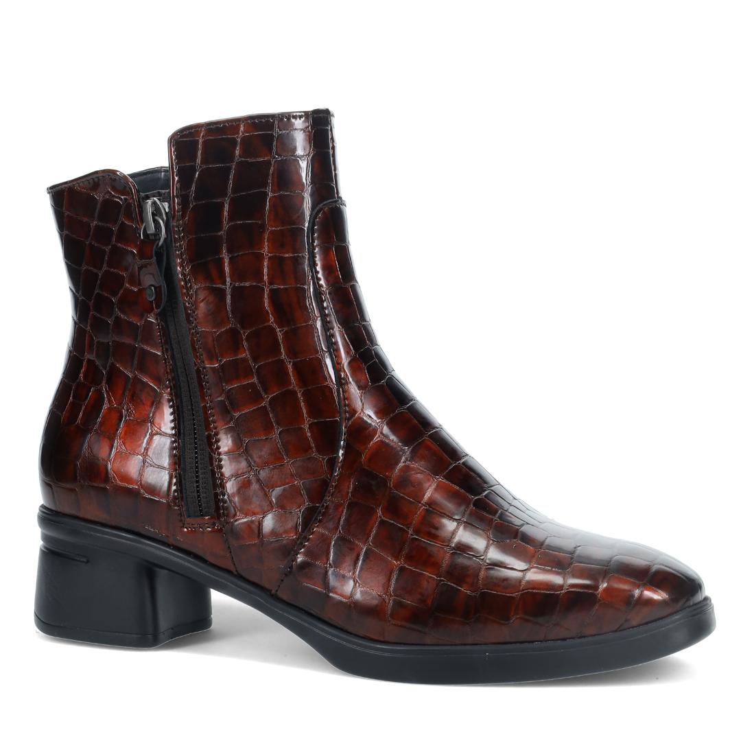 DAMES BOOTS+KORT LAARS-Bruin lak