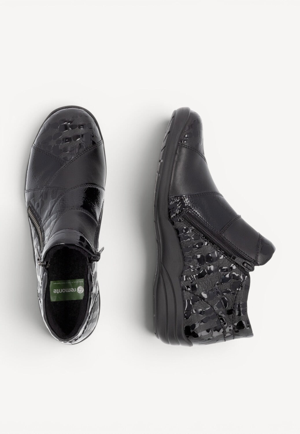 DAMES BOOTS+KORT LAARS-Zwart leer