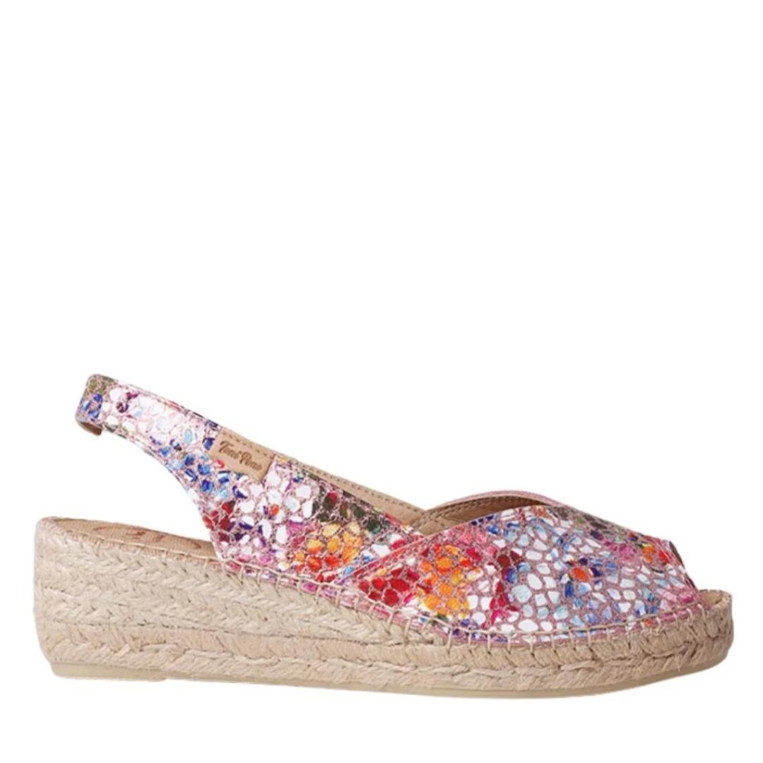 DAMES OPEN SCHOENEN-Rood combi kleur