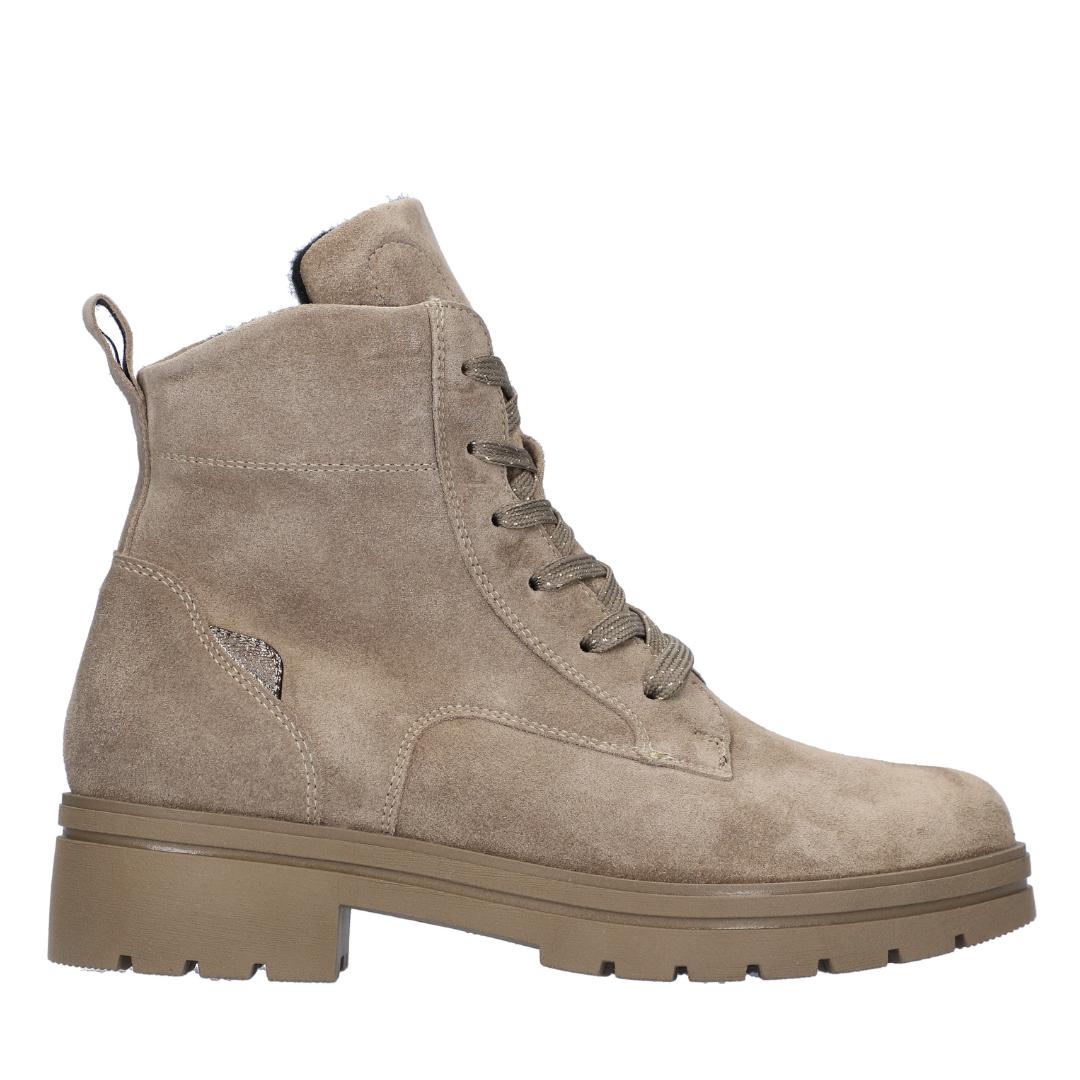 DAMES BOOTS+KORT LAARS-Beige suède/nubuck