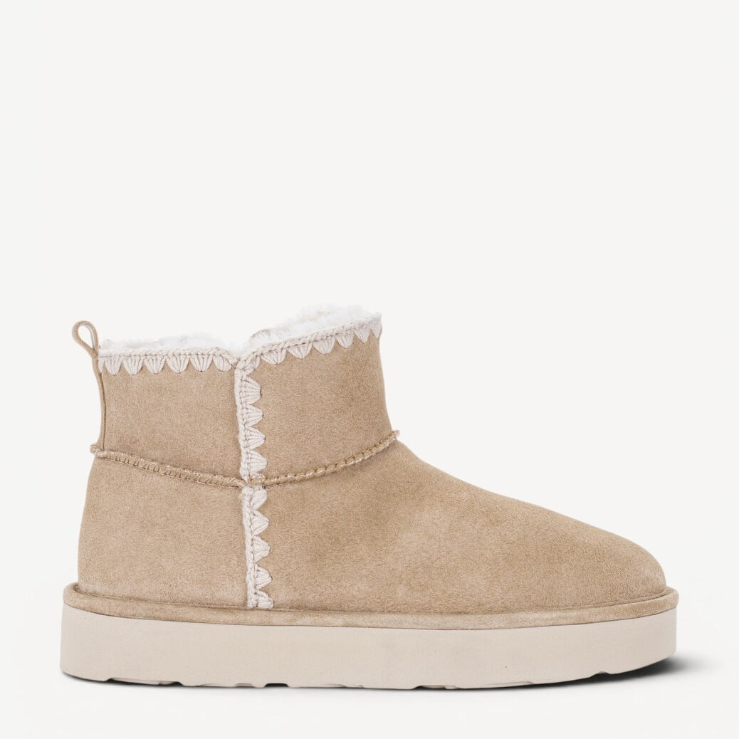DAMES BOOTS+KORT LAARS-Beige suède/nubuck