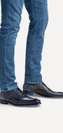 Heren veterschoenen-Blauw leer