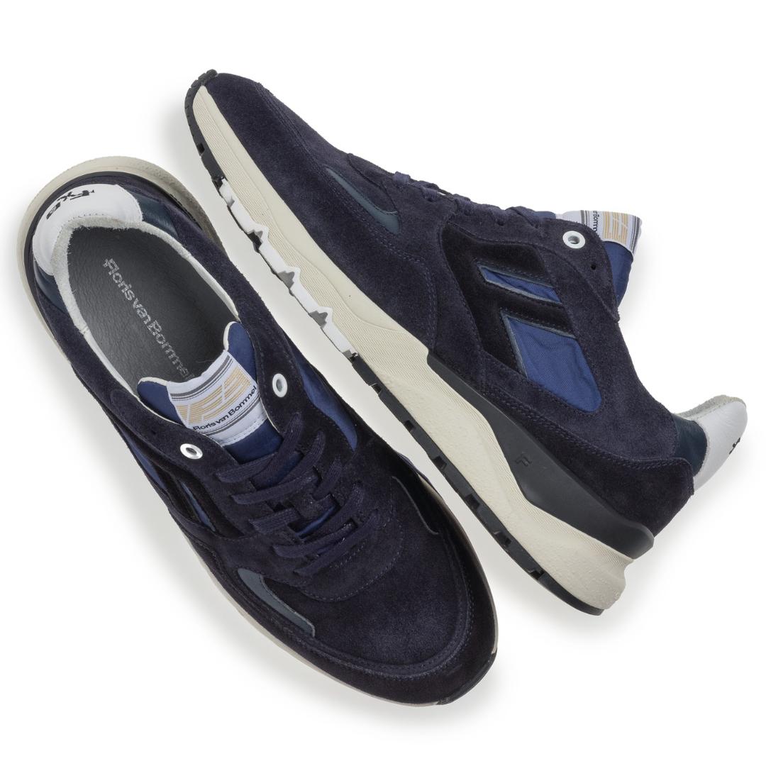Heren veterschoenen-Blauw suède/nubuck