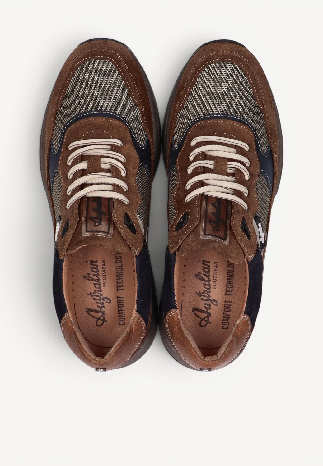 Heren veterschoenen-Bruin combi kleur