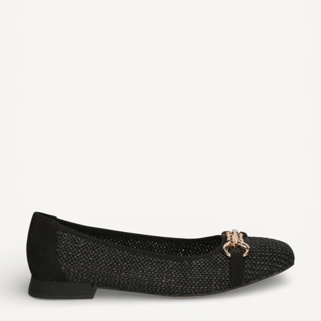 BALLERINAS + PUMPS-Zwart leer