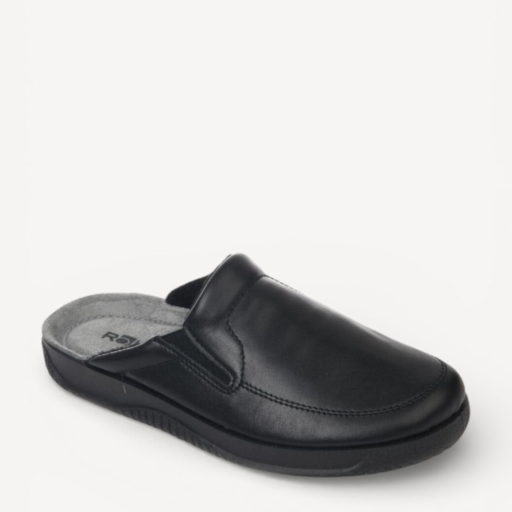 Heren muil pantoffels-Zwart leer