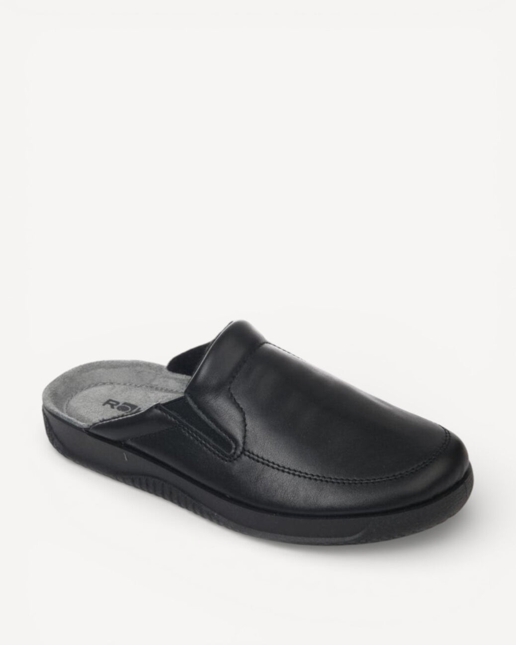 Heren muil pantoffels-Zwart leer