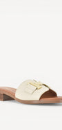 DAMES OPEN SCHOENEN-Beige leer
