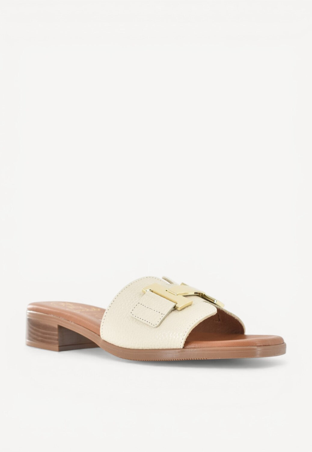 DAMES OPEN SCHOENEN-Beige leer