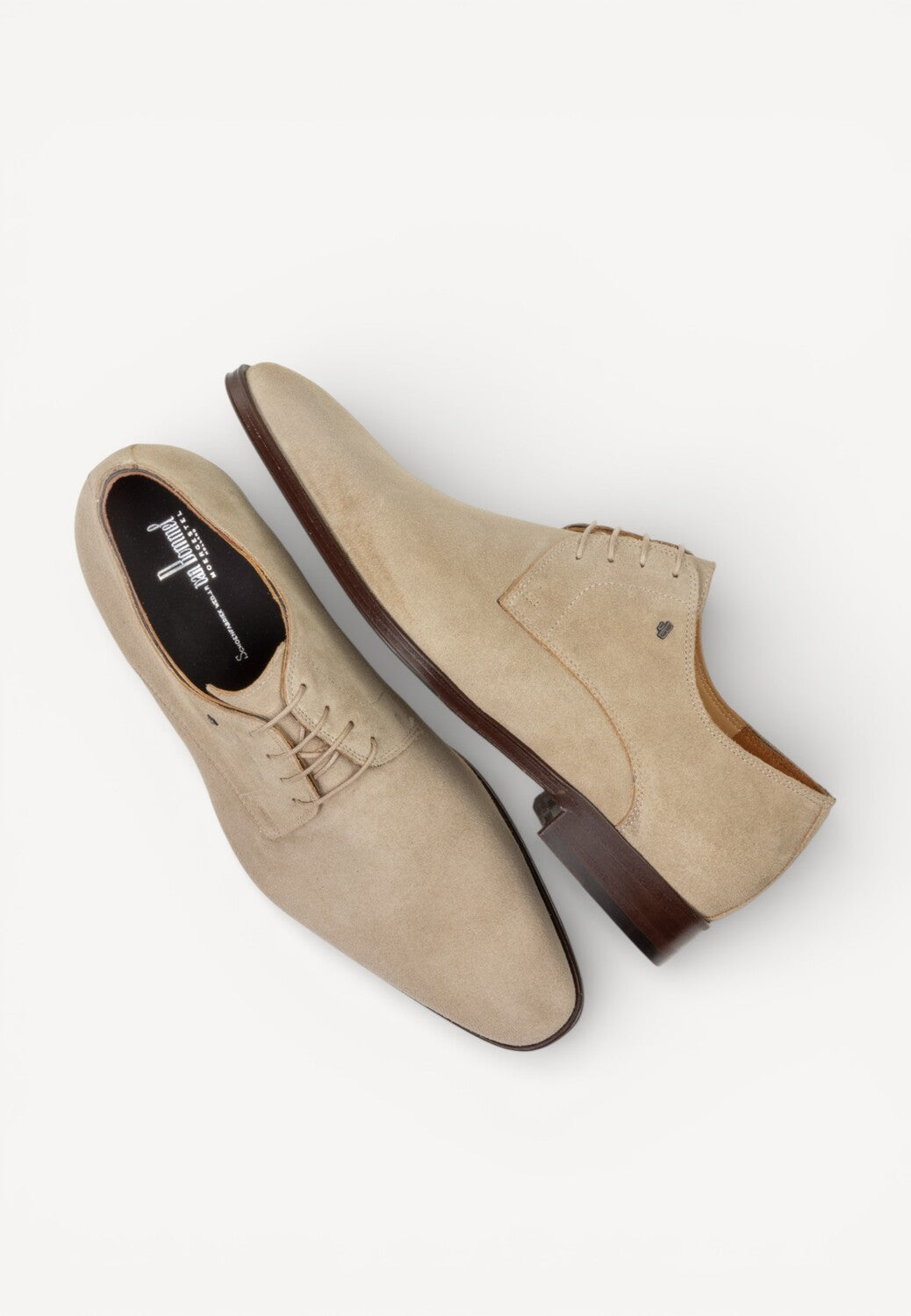 Heren veterschoenen-Beige suède/nubuck