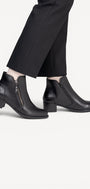 DAMES BOOTS+KORT LAARS-Zwart leer