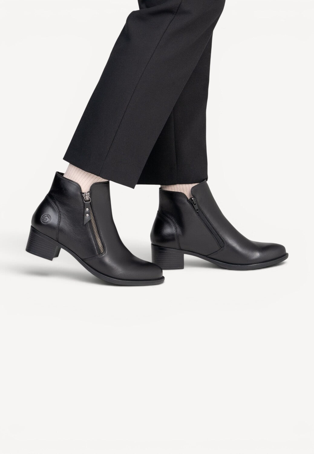 DAMES BOOTS+KORT LAARS-Zwart leer