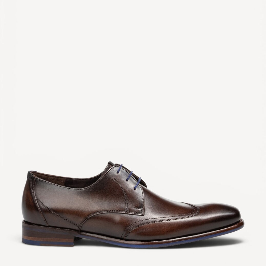 Heren veterschoenen-Bruin leer