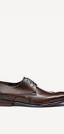 Heren veterschoenen-Bruin leer
