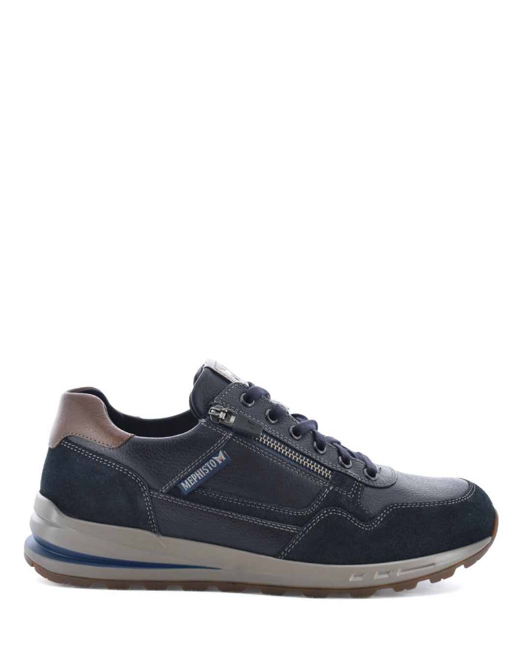 Heren veterschoenen-Blauw leer