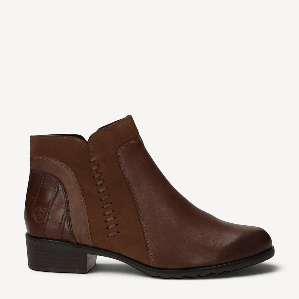 DAMES BOOTS+KORT LAARS-Bruin leer