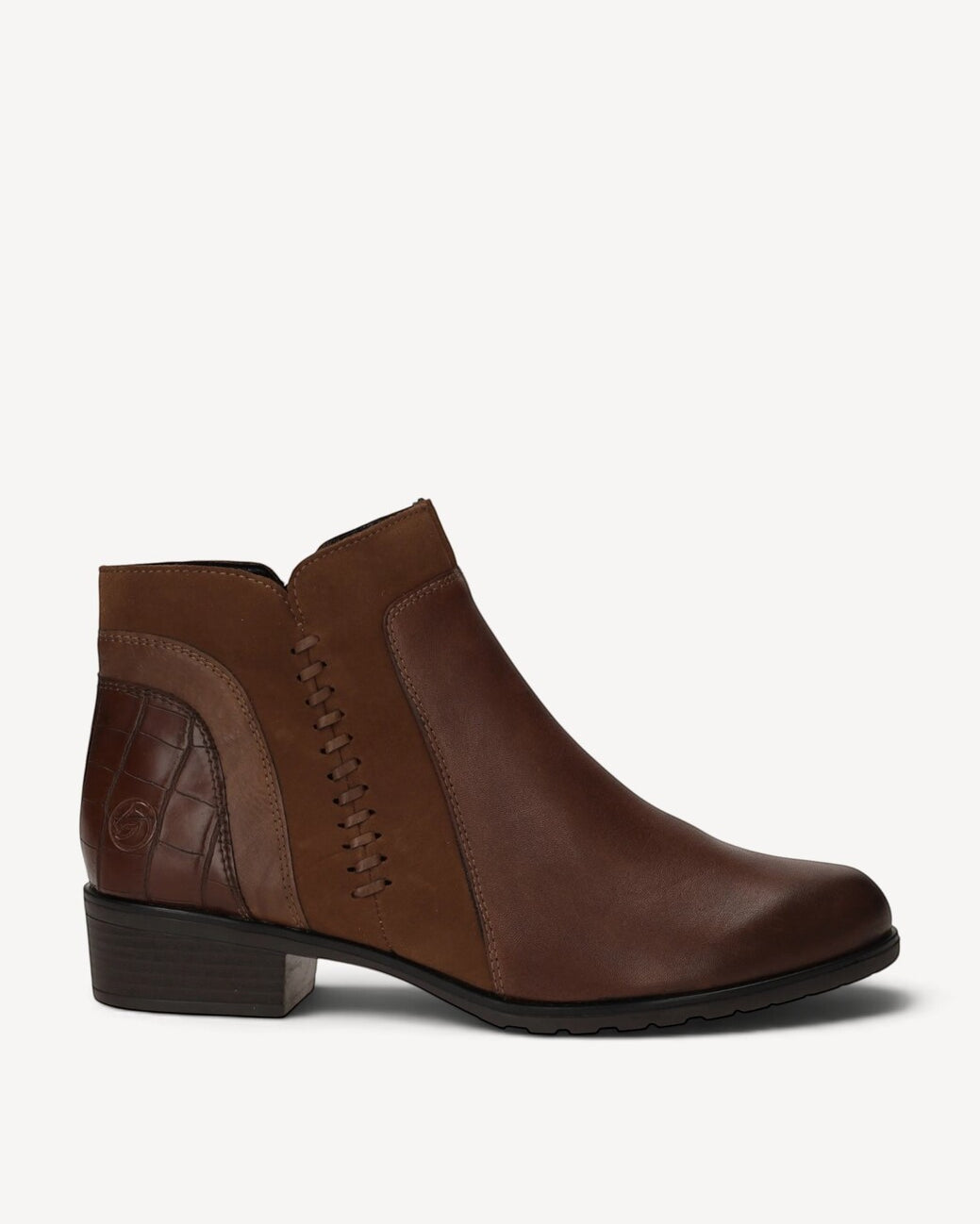 DAMES BOOTS+KORT LAARS-Bruin leer
