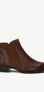 DAMES BOOTS+KORT LAARS-Bruin leer