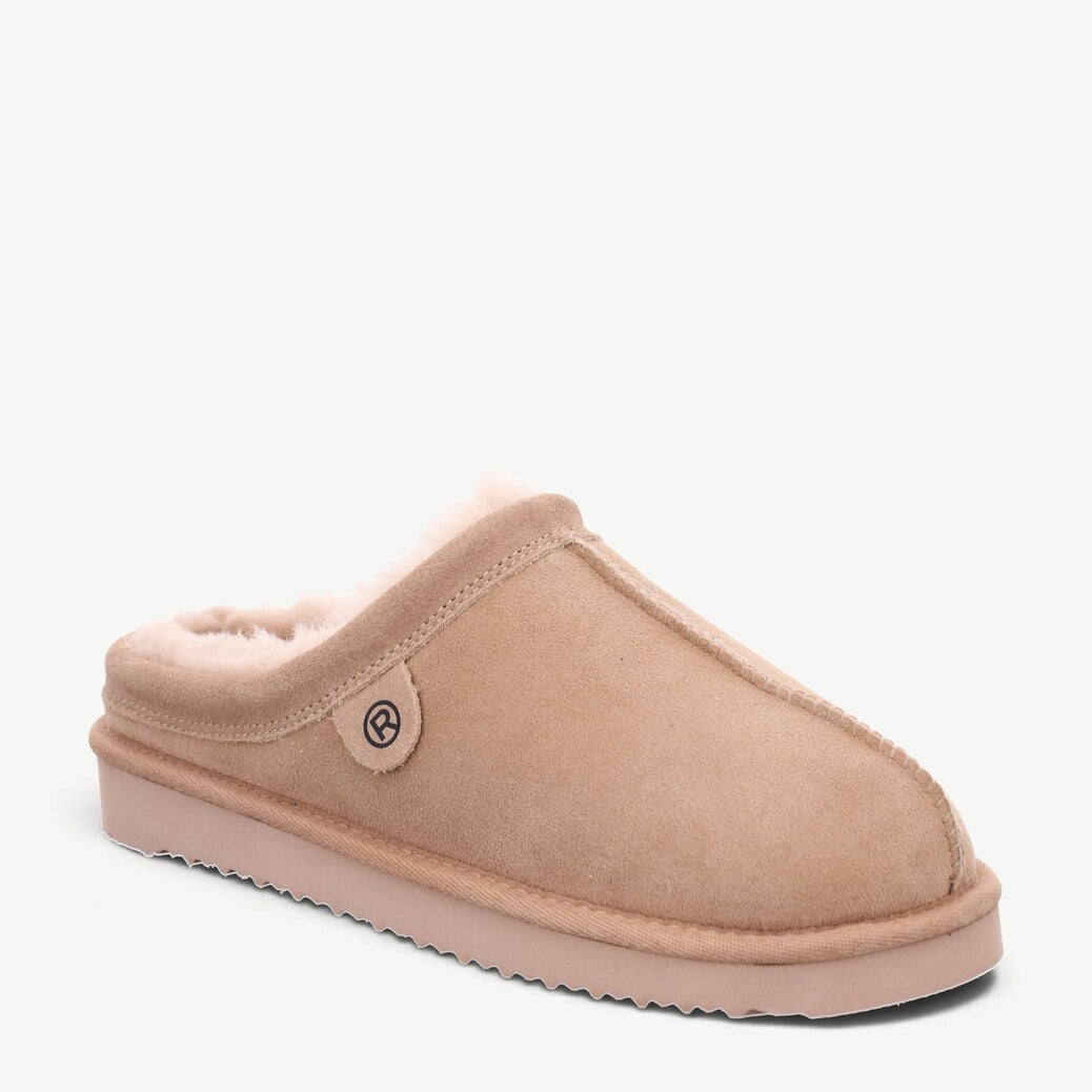 Dames muil pantoffels-Beige suède/nubuck